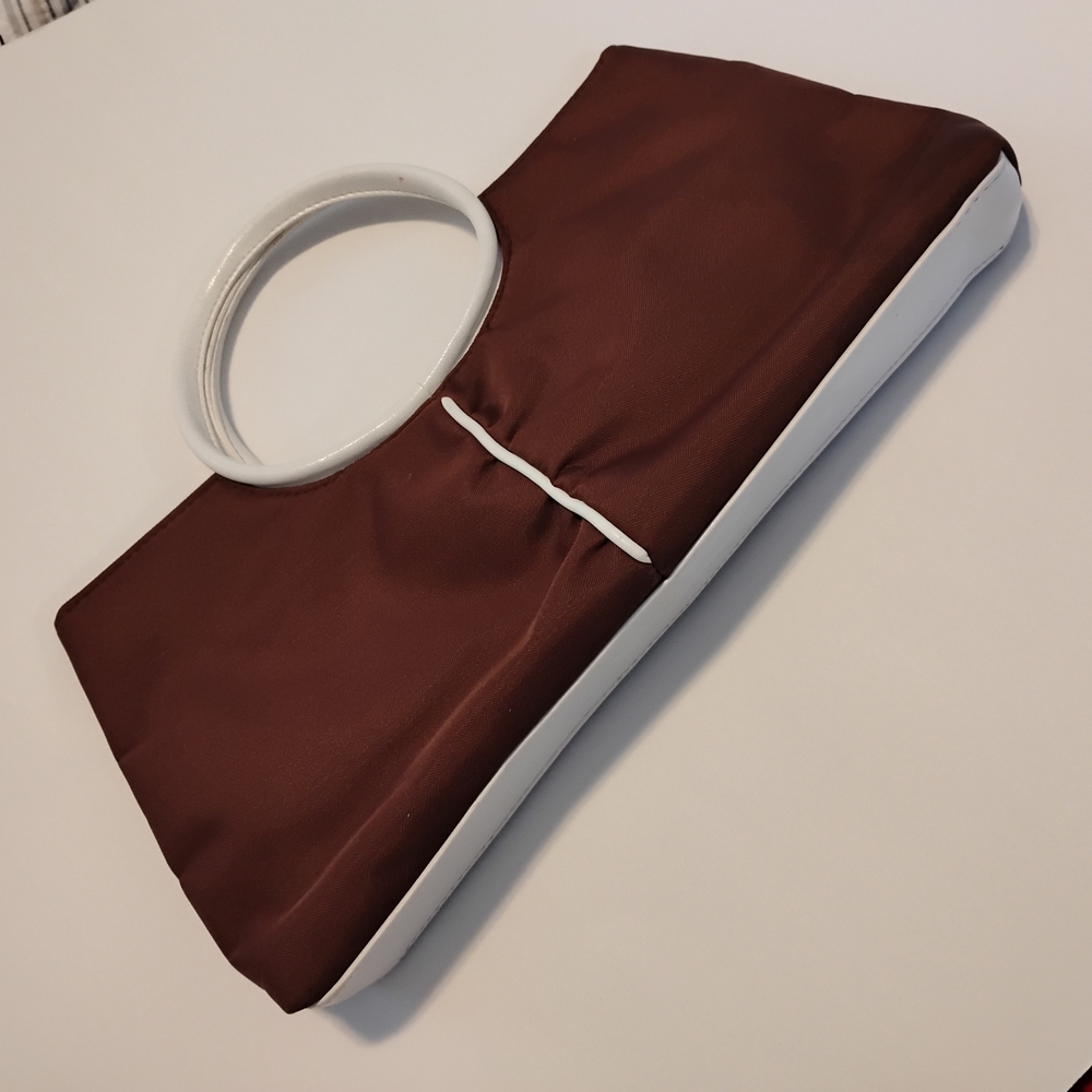 Retro Mod 1960s Colorblock Geo Vintage Victorias Secret Brown/White Label  Bag